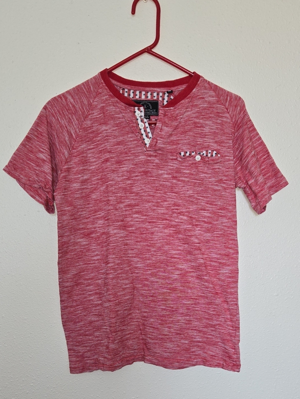Heritage Red Space-Dyed Short Sleeve Tee with Contrast Trim
